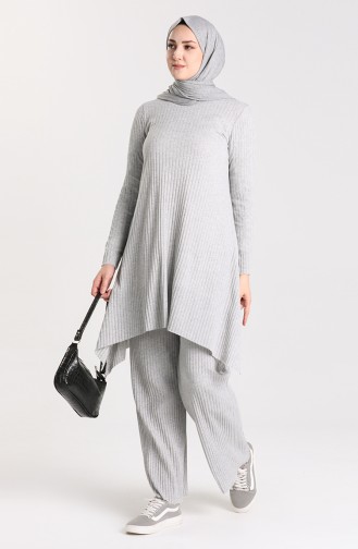 Camisole Asymmetric Tunic Trousers Double Suit 7730-04 Gray 7730-04