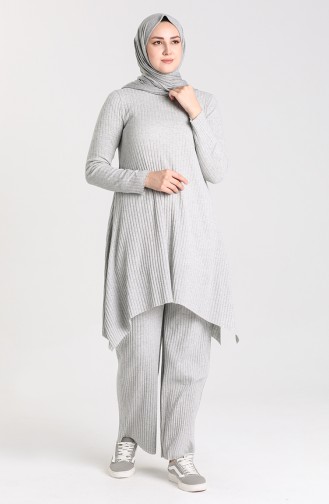 Camisole Asymmetric Tunic Trousers Double Suit 7730-04 Gray 7730-04