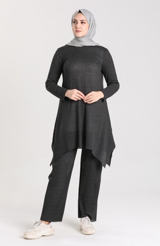 Camisole Asymmetric Tunic Trousers Double Suit 7730-05 Anthracite 7730-05
