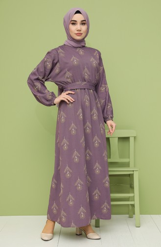 Pattern Belted Dress 21y8208a-02 Dark Lilac 21Y8208A-02