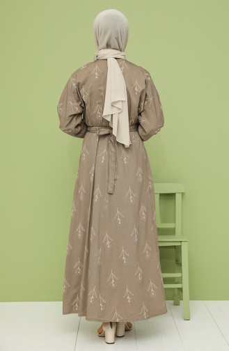 Ölgrün Hijab Kleider 21Y8208A-04