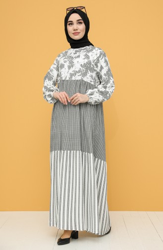Patterned Viscose Dress 21y8227-01 Black white 21Y8227-01
