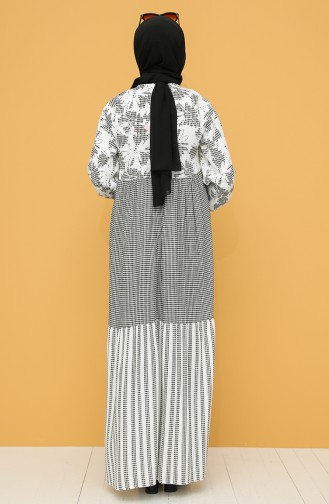 Patterned Viscose Dress 21y8227-01 Black white 21Y8227-01