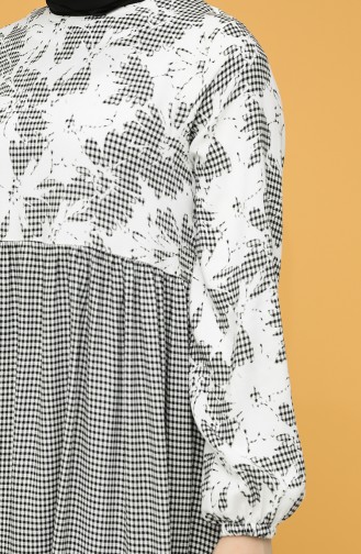 Patterned Viscose Dress 21y8227-01 Black white 21Y8227-01