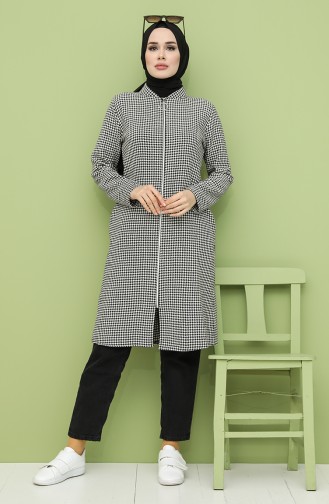 Kazayağı Desenli Fermuarlı Kap 3185-05 Siyah Beyaz