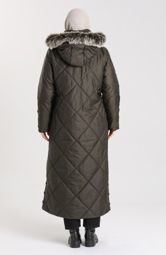 Plus Size Hooded quilted Coat 0111-02 Khaki 0111-02