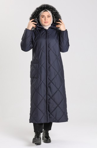 Plus Size Hooded quilted Coat 0111-03 Navy Blue 0111-03