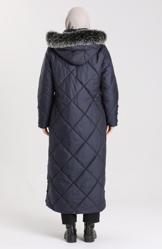 Plus Size Hooded quilted Coat 0111-03 Navy Blue 0111-03