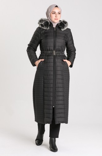 Quilted Coat with Belt 0913-01 Black 0913-01