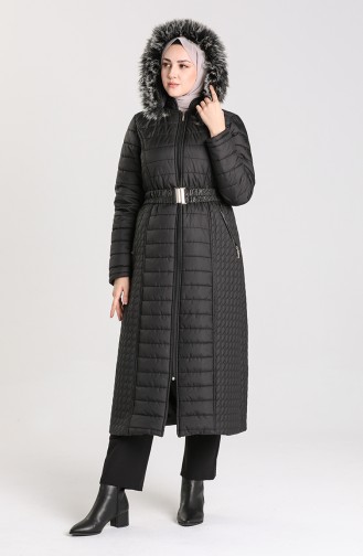 Quilted Coat with Belt 0913-01 Black 0913-01