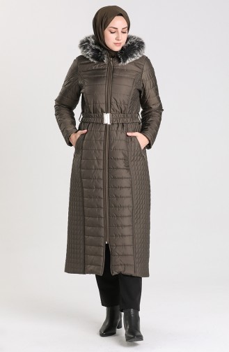 Quilted Coat with Belt 0913-03 Khaki 0913-03