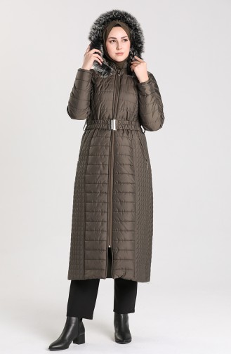 Quilted Coat with Belt 0913-03 Khaki 0913-03