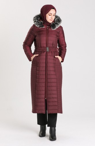 Quilted Coat with Belt 0913-04 Damson 0913-04