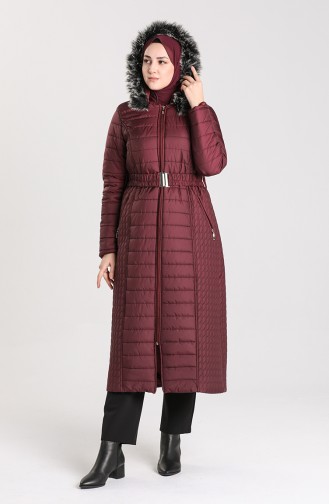 Quilted Coat with Belt 0913-04 Damson 0913-04