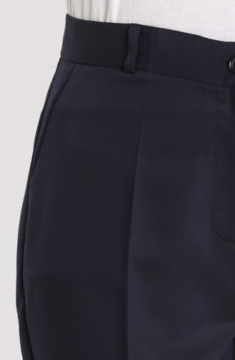 Straight Leg Trousers with Pockets 0103-01 Navy Blue 0103-01