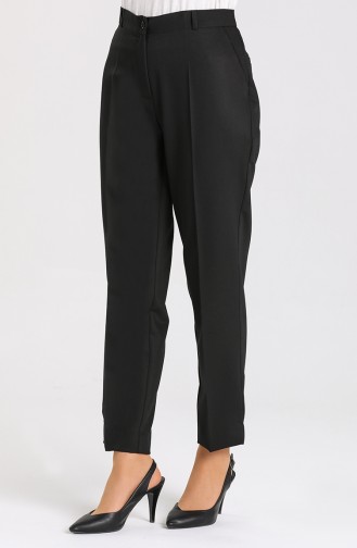 Straight-leg Trousers with Pockets 0103-02 Black 0103-02