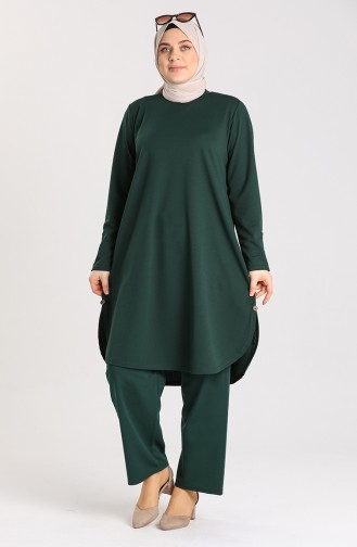 Plus Size Tunic Trousers Double Suit 2655a-01 Emerald Green 2655A-01