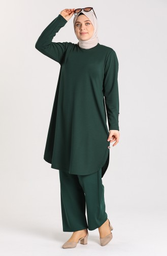 Plus Size Tunic Trousers Double Suit 2655a-01 Emerald Green 2655A-01