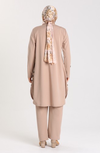 Plus Size Tunic Trousers Double Suit 2655a-02 Beige 2655A-02