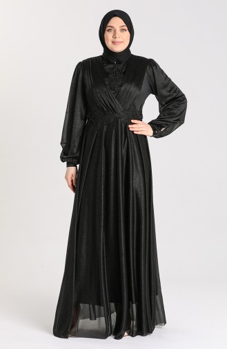 Schwarz Hijab-Abendkleider 1022-02