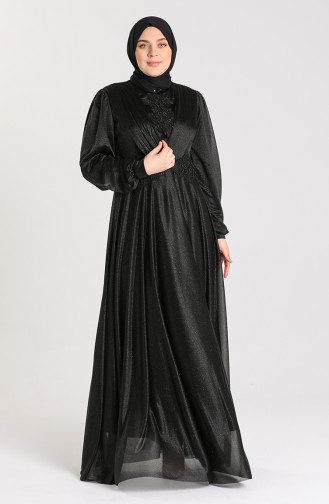Plus Size Silvery Evening Dress 1022-02 Black 1022-02