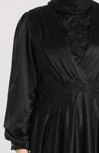 Plus Size Silvery Evening Dress 1022-02 Black 1022-02