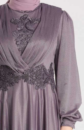 Plus Size Silvery Evening Dress 1022-05 Dark Lilac 1022-05