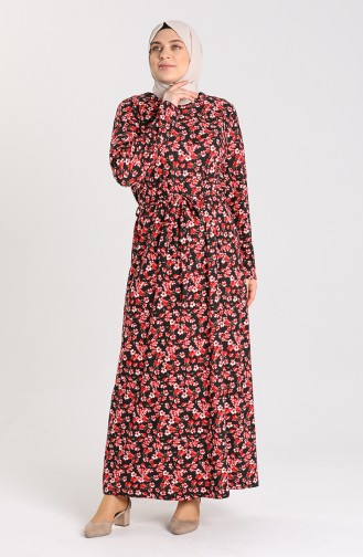 Plus Size Pattern Belted Dress 4553-03 Black Coral 4553-03