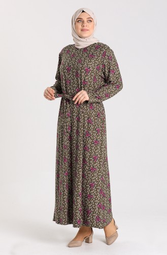 Khaki Hijab Kleider 4553C-01