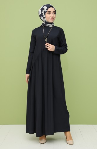 Navy Blue Hijab Dress 10111-11