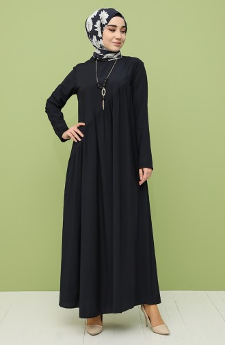 Navy Blue Hijab Dress 10111-11