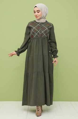 Khaki Hijab Kleider 21K8158-03