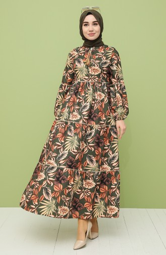 Grün Hijab Kleider 21Y8229-02