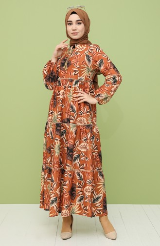 Patterned Dress 21y8229-04 Tobacco 21Y8229-04