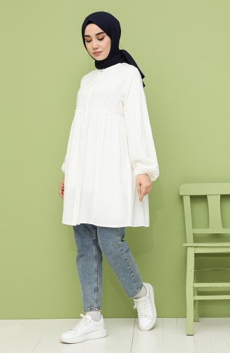 Shirred Tunic 8213-01 Ecru 8213-01