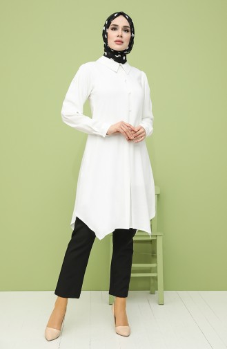 Button Detailed Tunic 8295-01 Ecru 8295-01