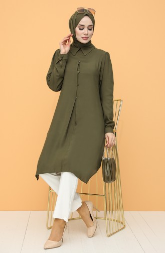 Button Detailed Tunic 8295-02 Green 8295-02