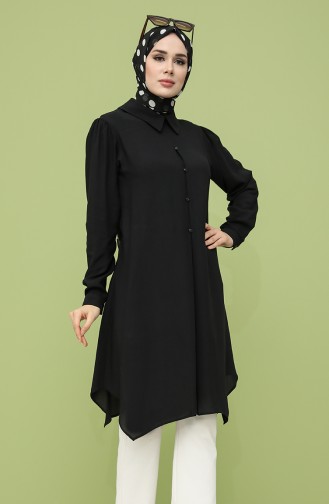 Button Detailed Tunic 8295-06 Black 8295-06