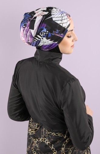 Schwarz Hijab Badeanzug 8006-20-01