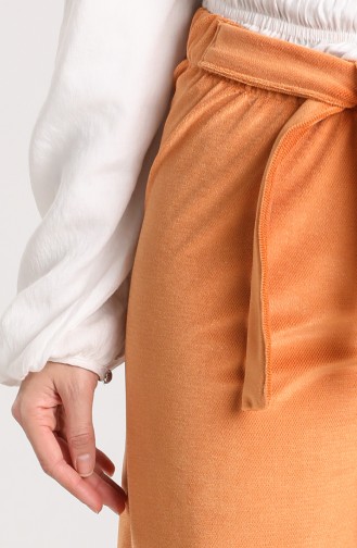 Lace-up Velvet Trousers 9034-01 Orange 9034-01