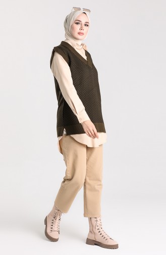 Khaki Sweater Vest 4348-04