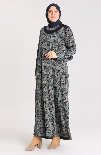 Petroleum Hijab Kleider 4783-01