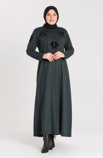 Smaragdgrün Hijab Kleider 4484-01