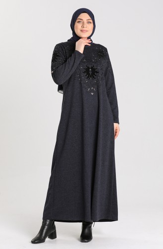 Dunkelblau Hijab Kleider 4484-02