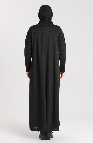 Büyük Beden Taş Baskılı Elbise 4484-05 Siyah