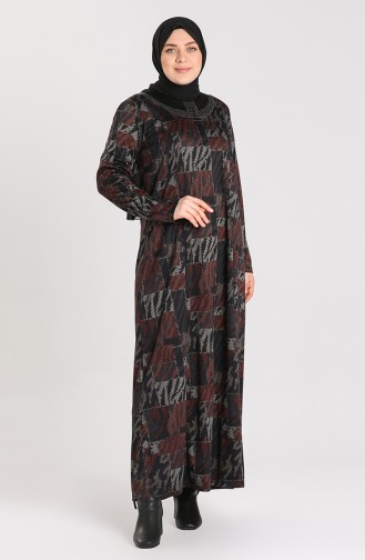 Ziegelrot Hijab Kleider 4873A-03
