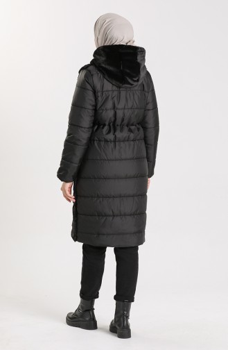 Hooded Plush Coat 0435-01 Black 0435-01