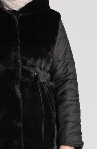 Hooded Plush Coat 0435-01 Black 0435-01