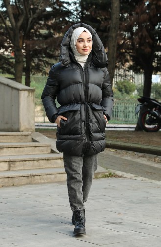 Puffer Jacket with Hood 1496-01 Black 1496-01