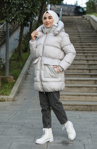 Puffer Jacket with Hood 1496-03 Gray 1496-03